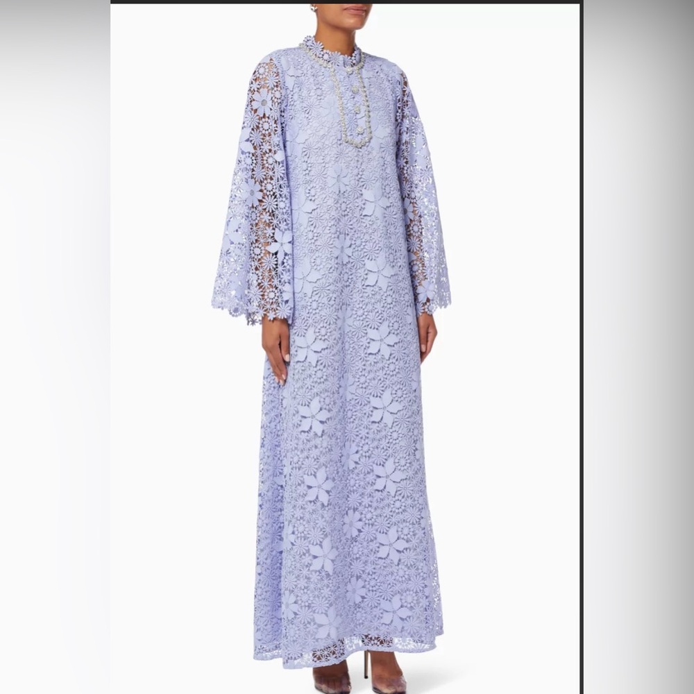 💙 SELF-PORTRAIT Embellished Maxi Dress in Guipure Lace NEW